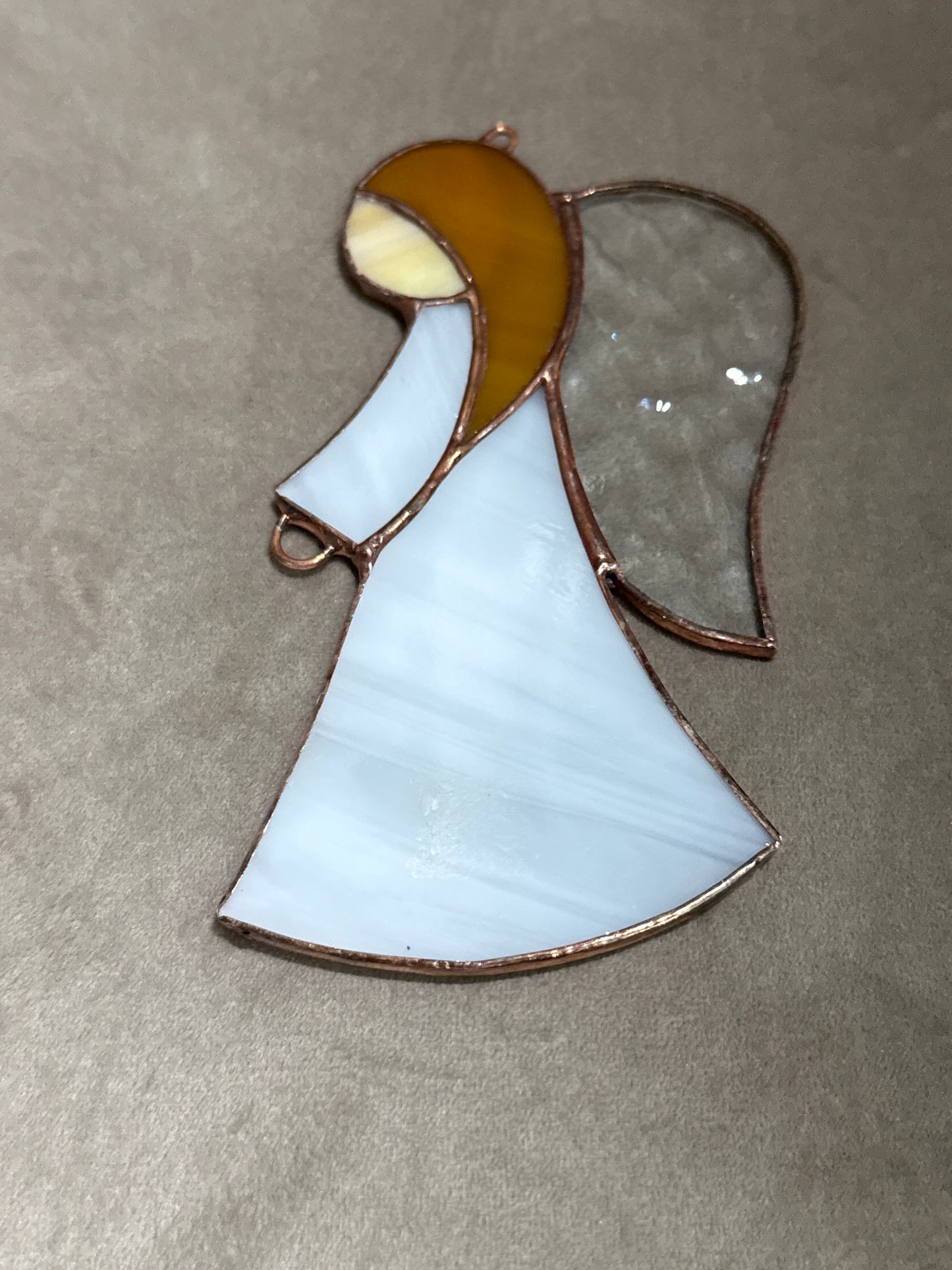 Brown Haired Prayer Girl Glass Angel