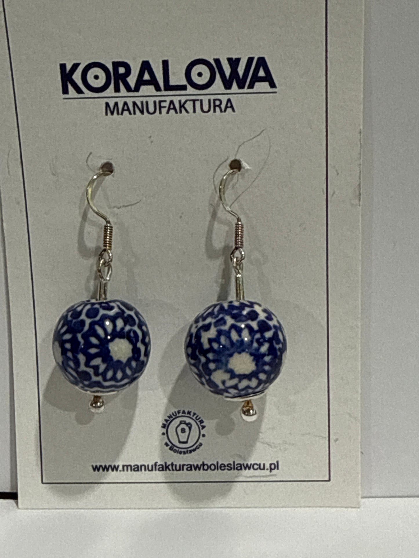 Blue Sunflower Polish Pottery Earrings