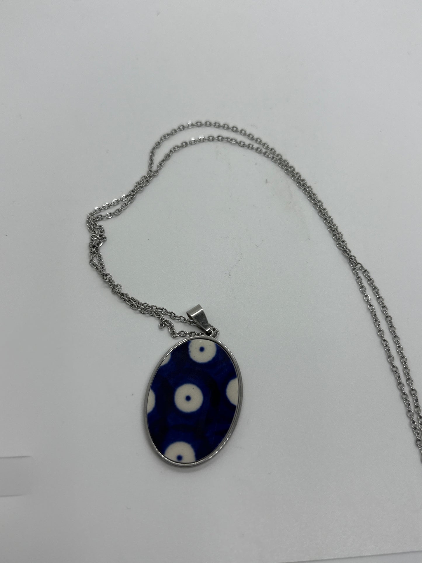 Sylvia Oval Necklace with Chain - Polka Dot