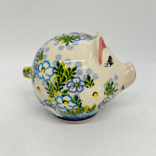 Piggy Bank - Blue Open Flowers