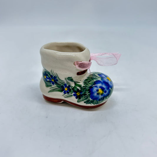Christmas Boot Ornament - Blue Flower - A1
