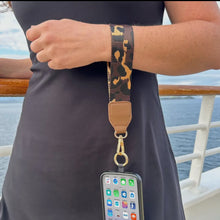 Load image into Gallery viewer, Clip & Go Crossbody Phone - Brown/Gold Camouflage