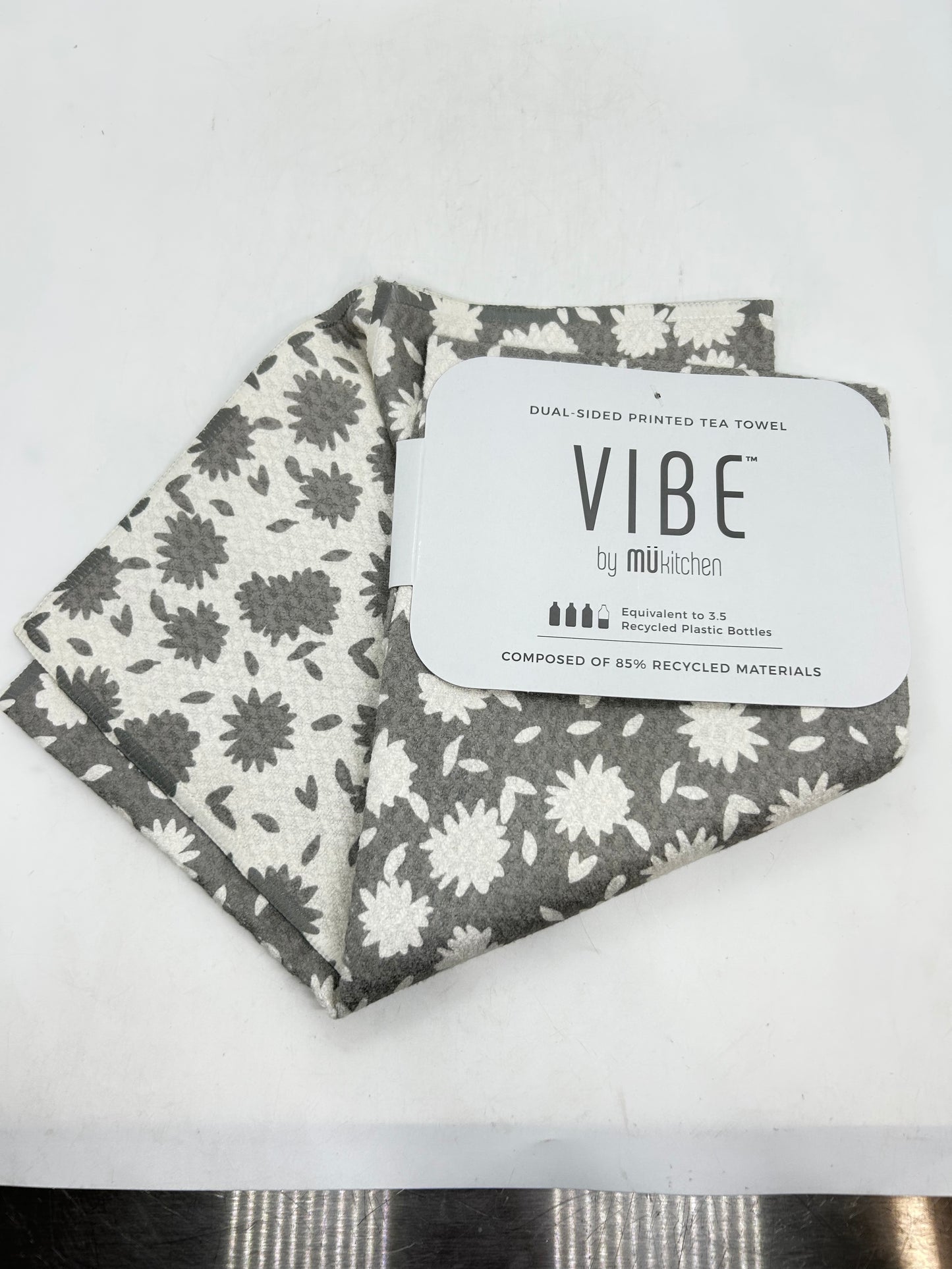 Aster Gray Recycled Dual-Sided Tea Towel