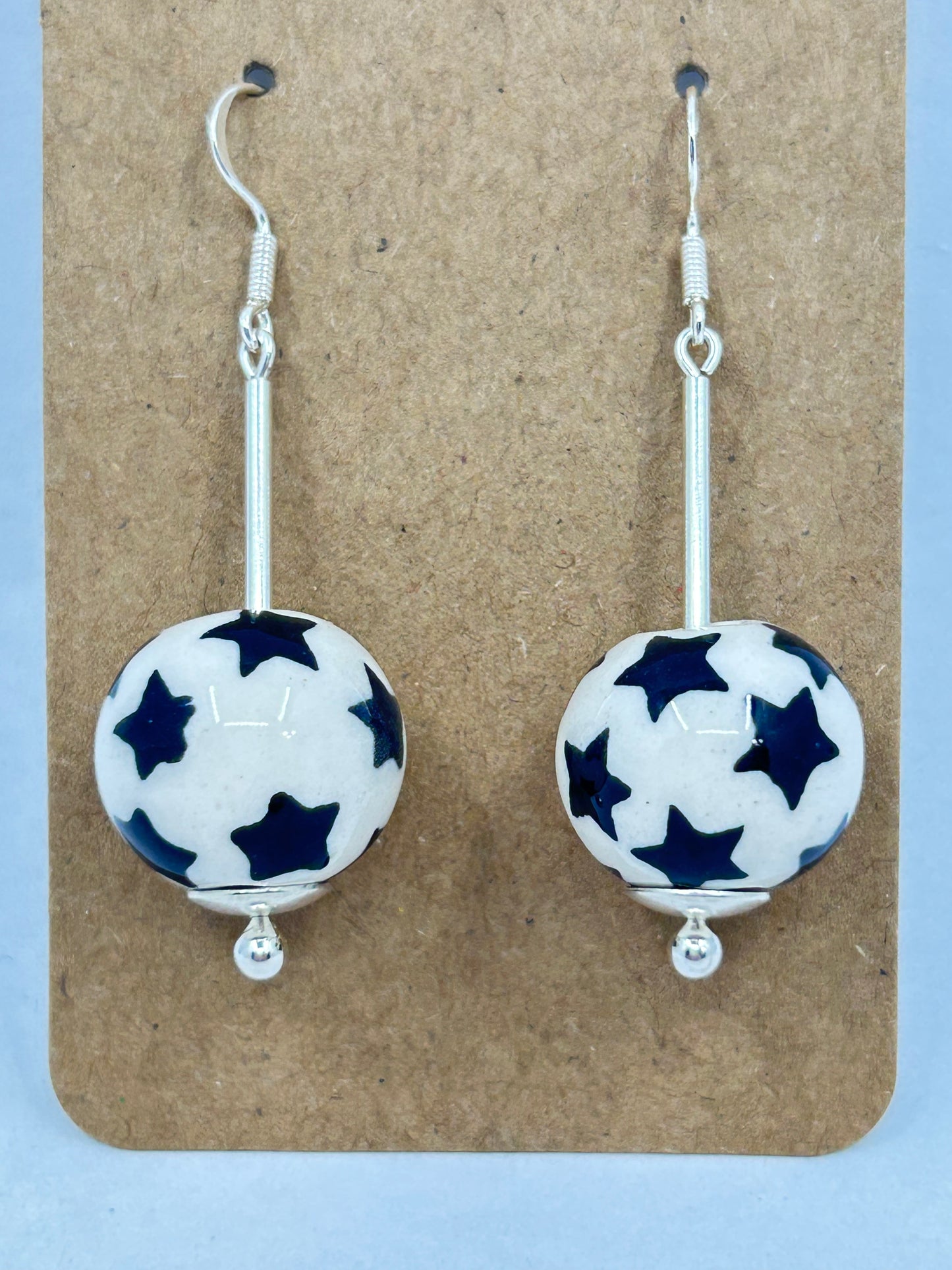 Dangling Star Polish Pottery Earrings #11