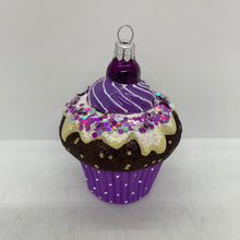 Load image into Gallery viewer, Purple Cupcake Hand blown Glass Polish Ornament