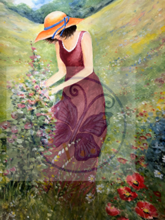 Teresa Liana Lady in the Field Watercolor Print