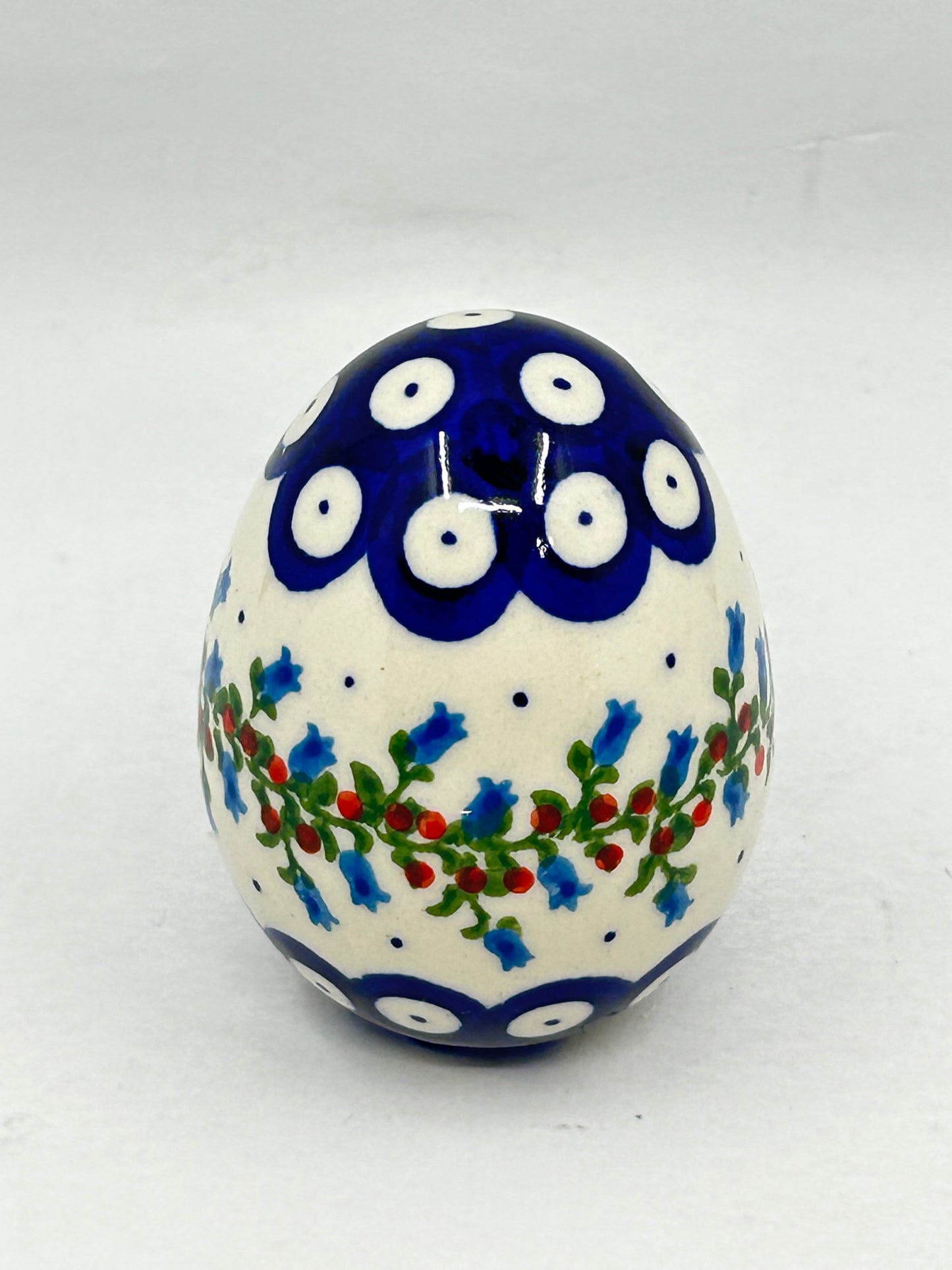 Kalich Stoneware Egg - Blue Dot with Tulips - Unikat