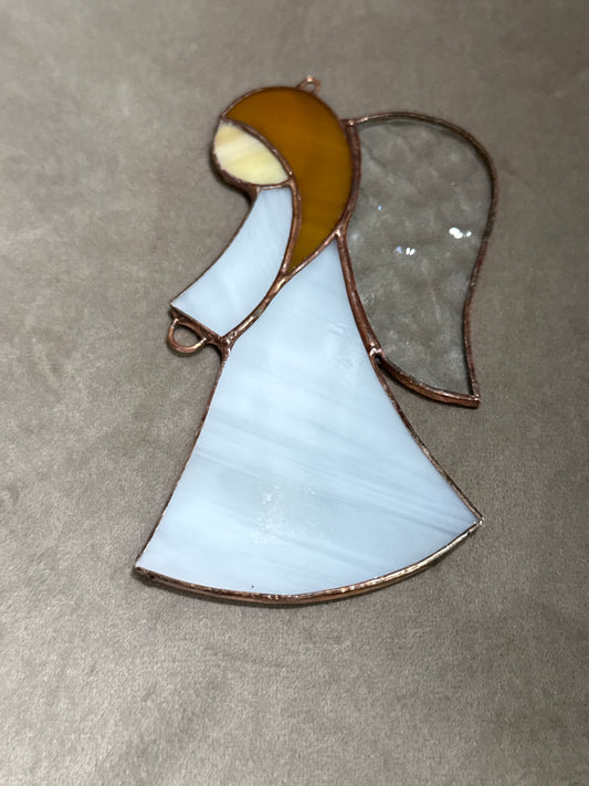 Brown Haired Prayer Girl Glass Angel