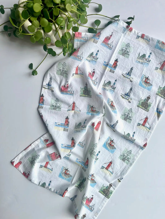 Michigan Lighthouse Tea Towel