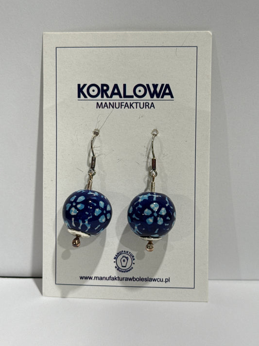 Teal Flower Polish Pottery Earrings