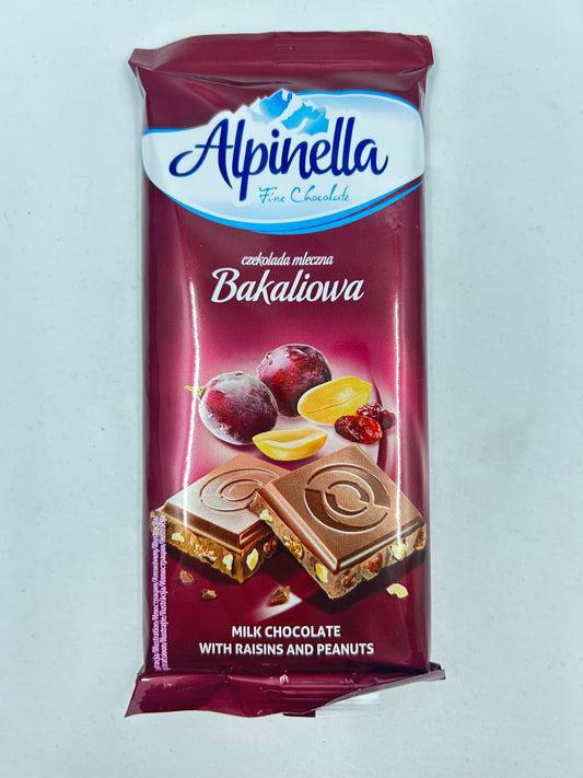 Milk Chocolate with Peanuts and Raisin Bar by Alpinella