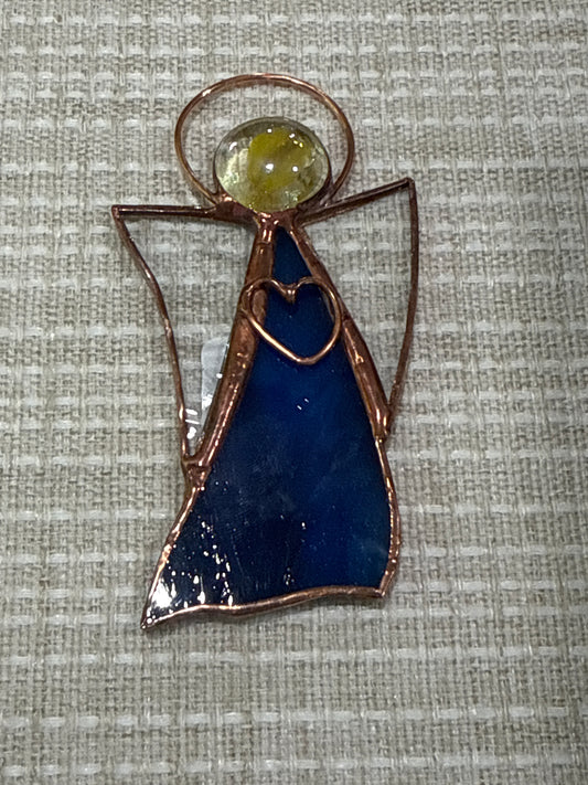 Dark Blue Glass Angel with Glass Wings