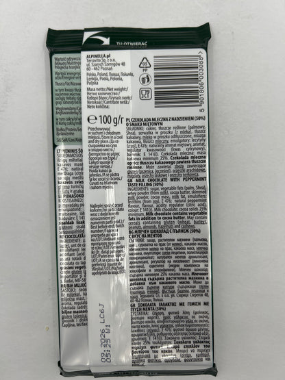 Milk Chocolate with Peppermint Filling Bar by Alpinella