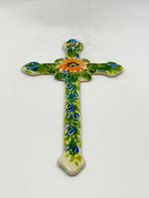 Load image into Gallery viewer, Narrow Kalich Cross - Salmon Flower w Green