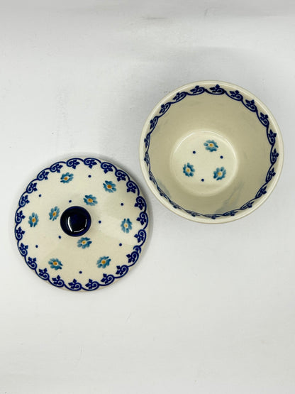 Jar ~ Yellow and Light Blue Flowers - T1