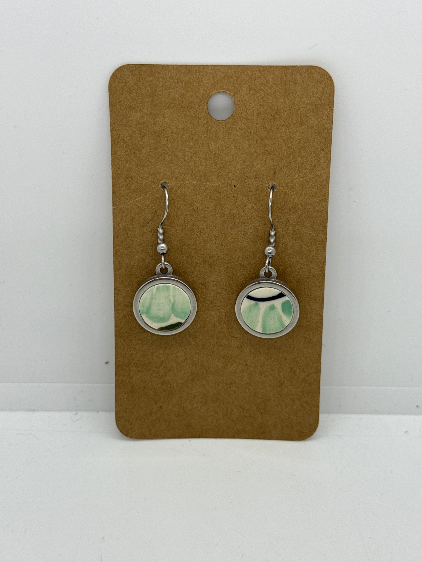 Sylvia Round Green Open Back Earrings