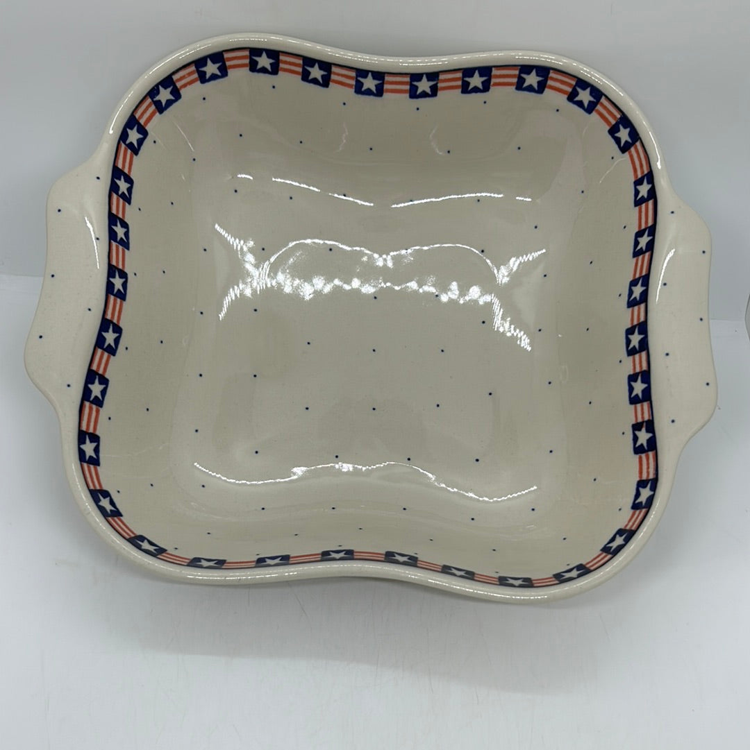 Bowl ~ Square w/ Handles ~ 0254- T1!