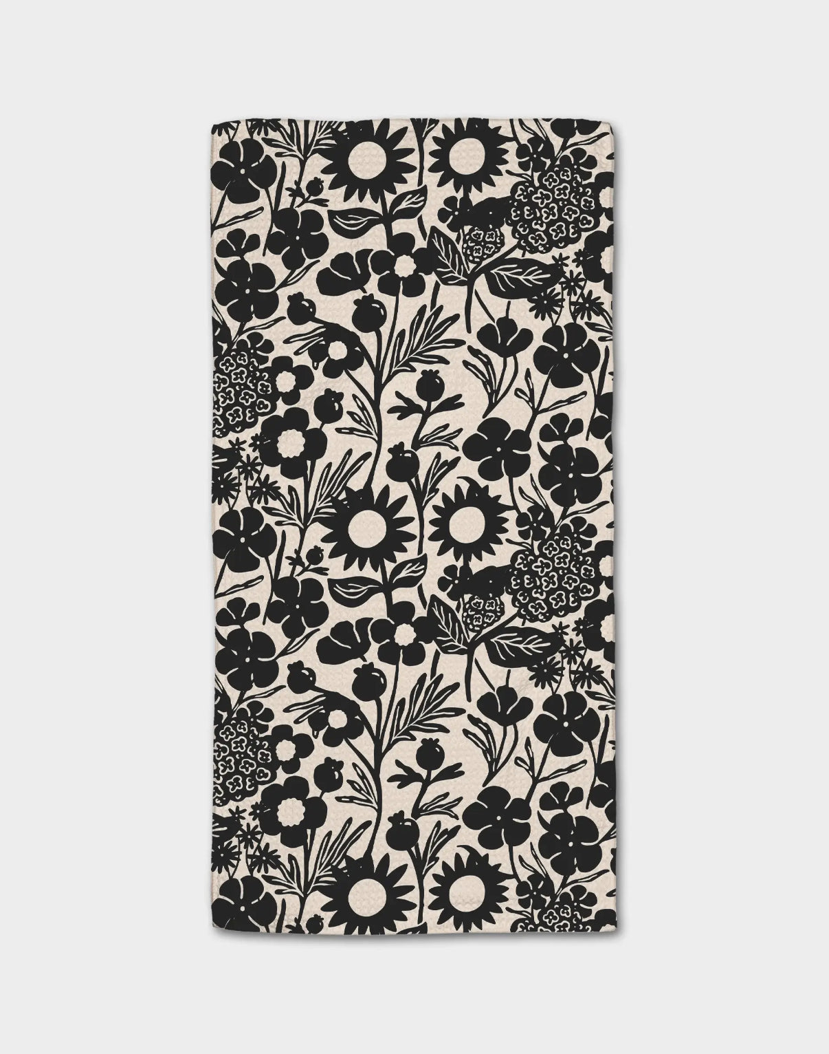 Geometry Black Flower Garden Bar Towel