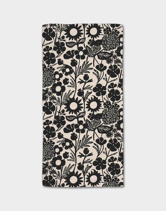 Geometry Black Flower Garden Bar Towel