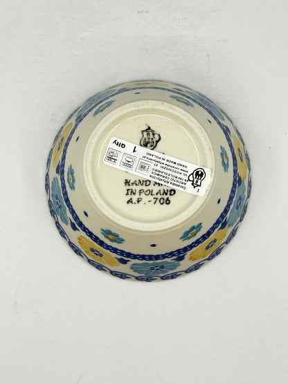 Jar ~ Yellow and Light Blue Flowers - T1