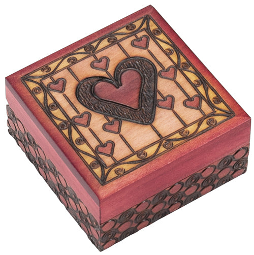 Hearts Polish Linden Wood Box