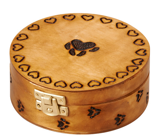 Round Dog Print Linden Wood Box