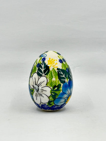 Kalich Stoneware Egg - Blue and White Large Floral - Art1