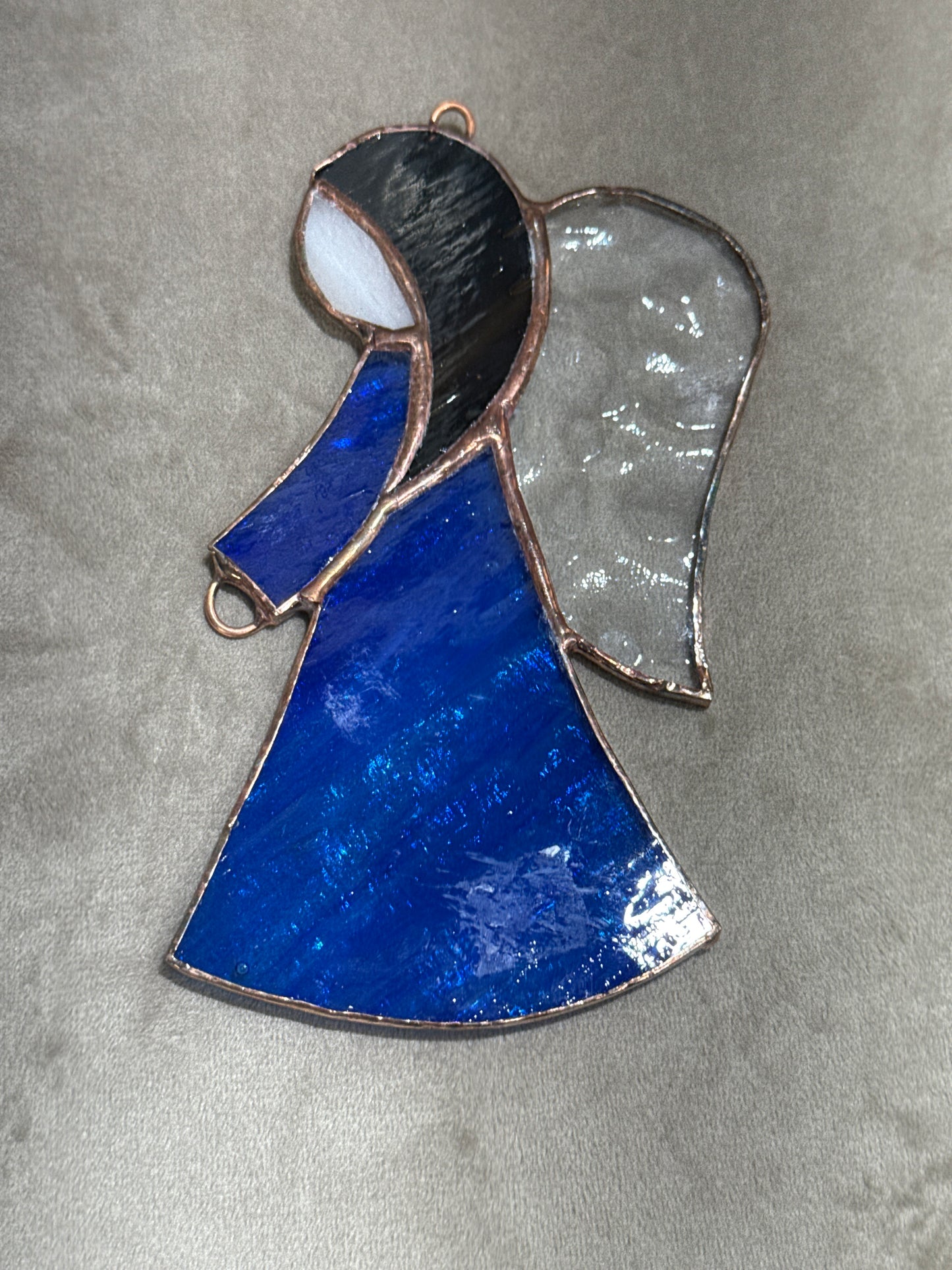 Black Haired Prayer Girl Glass Angel