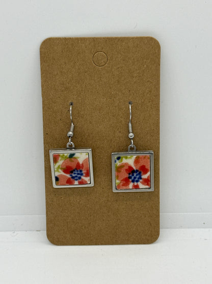 Sylvia Square Pink Open Back Earrings