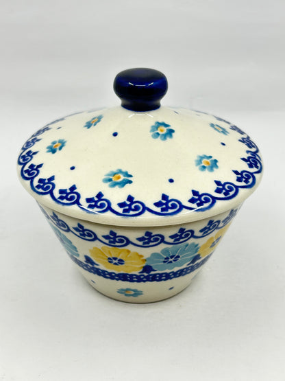 Jar ~ Yellow and Light Blue Flowers - T1