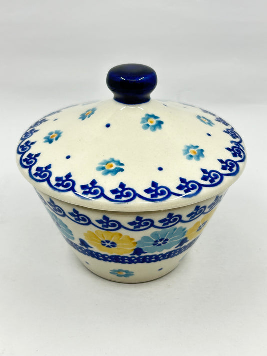 Jar ~ Yellow and Light Blue Flowers - T1