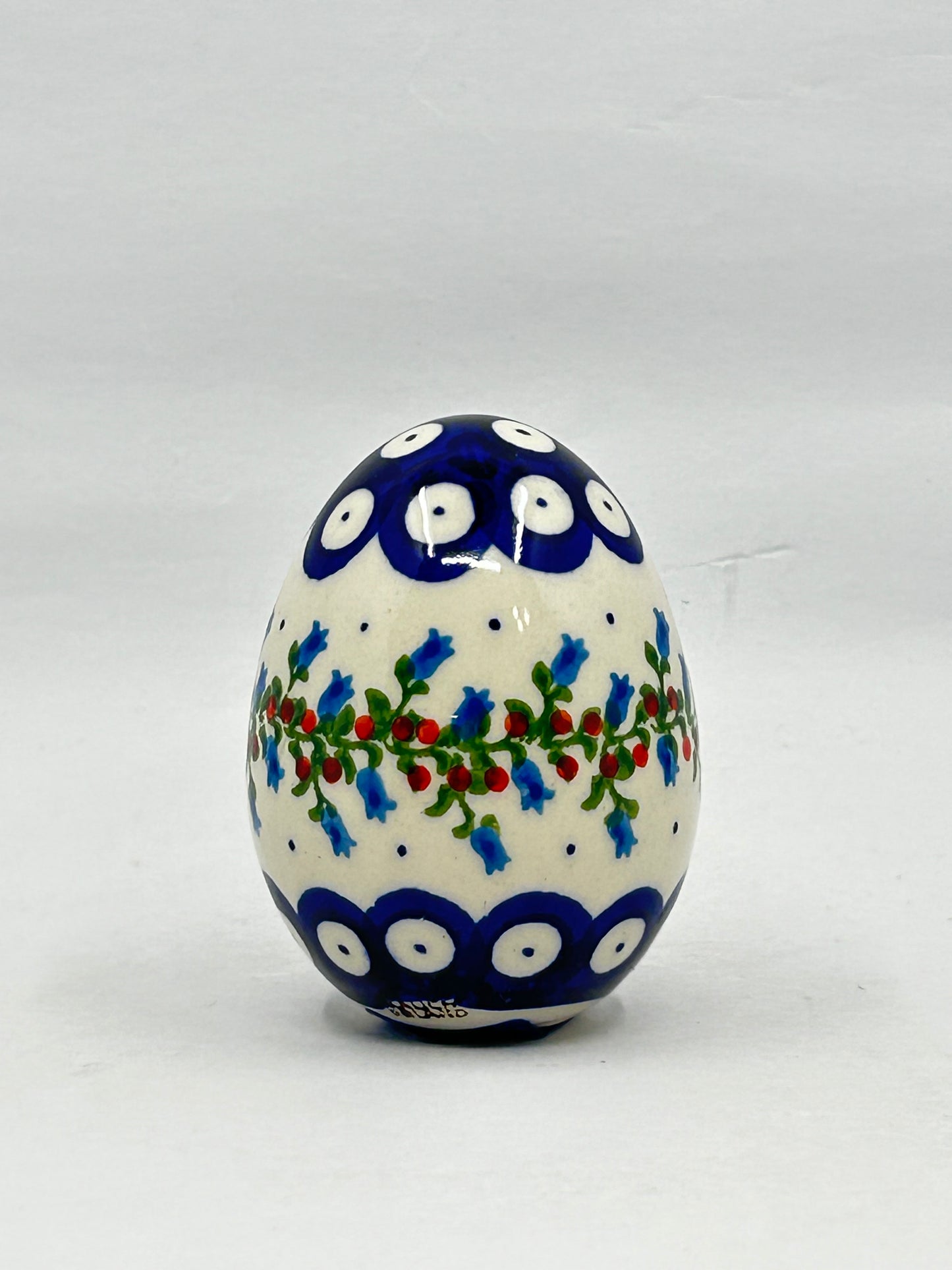 Kalich Stoneware Egg - Blue Dot with Tulips - Unikat
