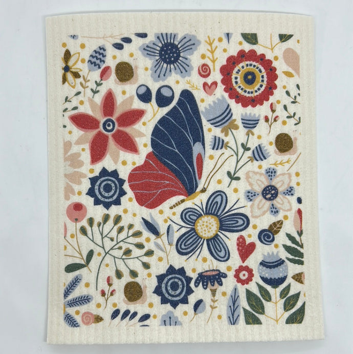 Spring Garden Flowers Swedish Dishcloth