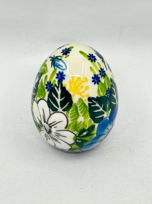 Kalich Stoneware Egg - Blue and White Large Floral - Art1