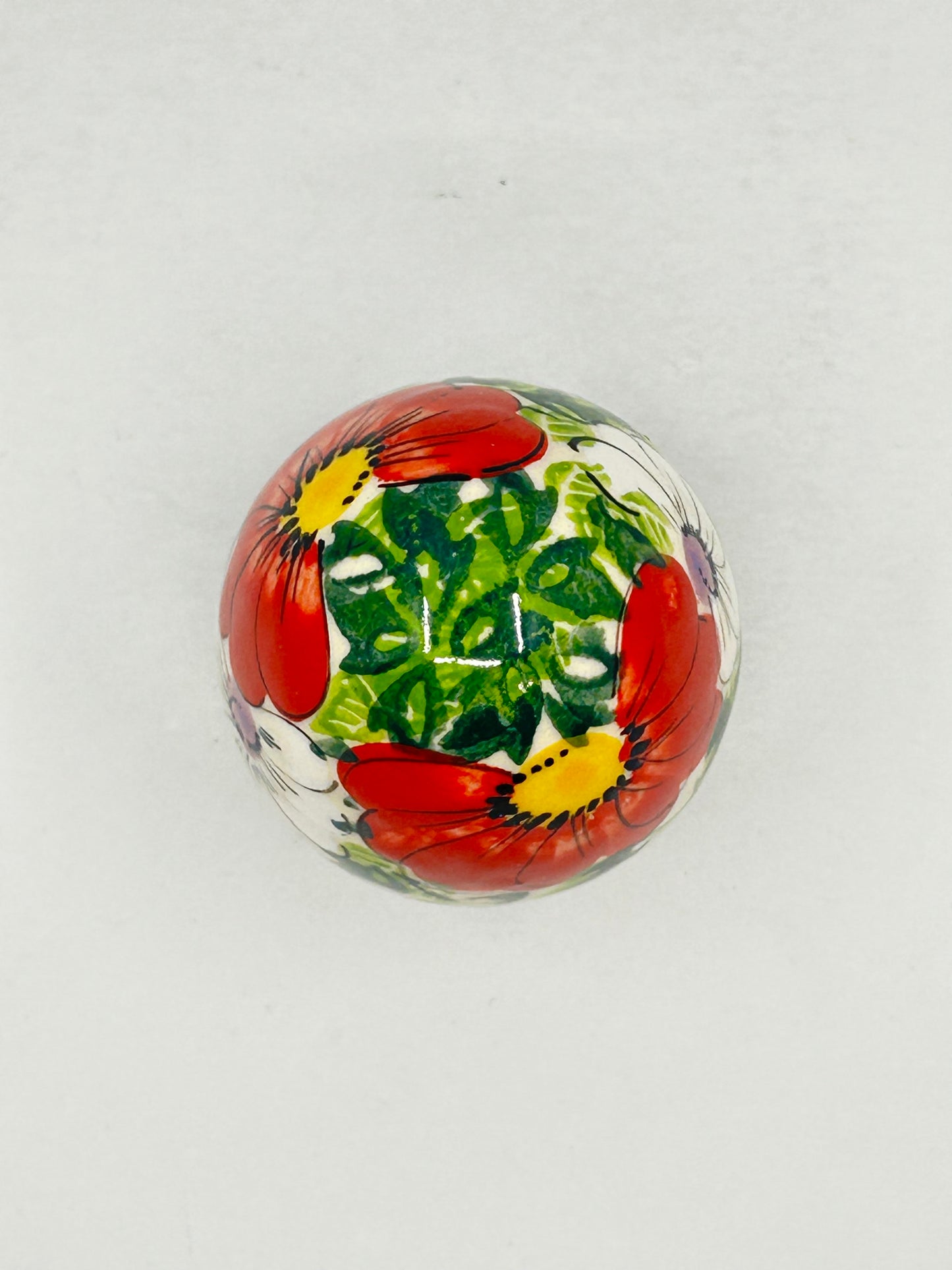 Kalich Stoneware Egg -  Red and White Large Floral - Art1
