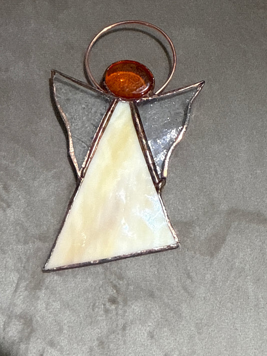 Tan Glass Angel with Glass Wings