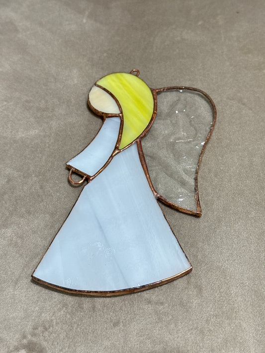 Blonde Haired Prayer Girl Glass Angel