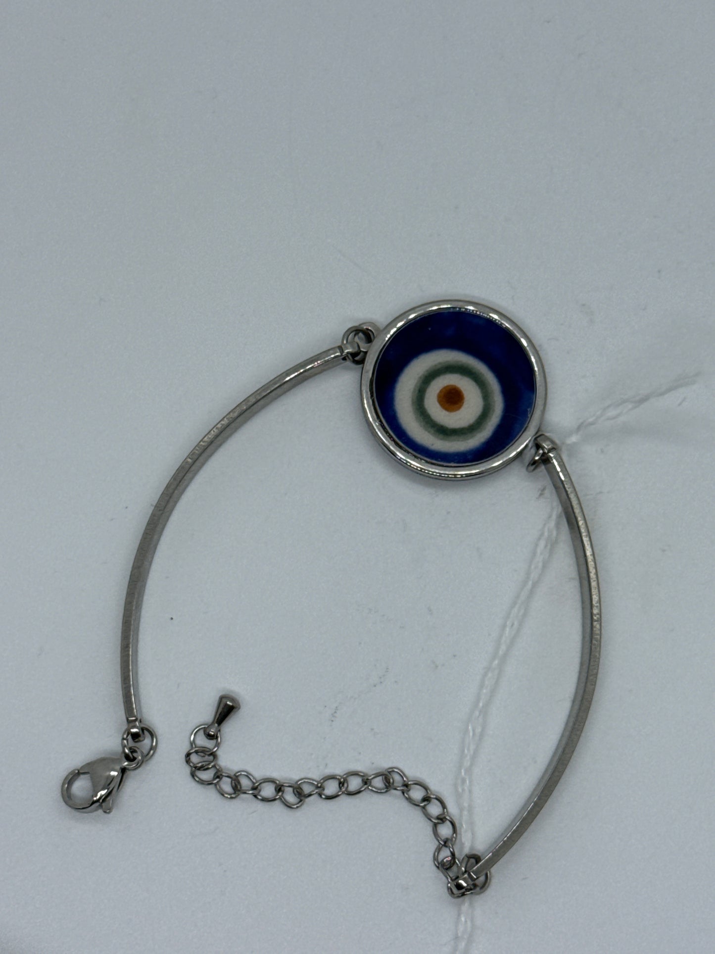 Sylvia Round Peacock Eye On Steel Bracelet