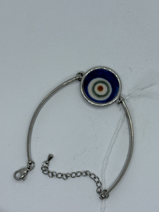 Sylvia Round Peacock Eye On Steel Bracelet