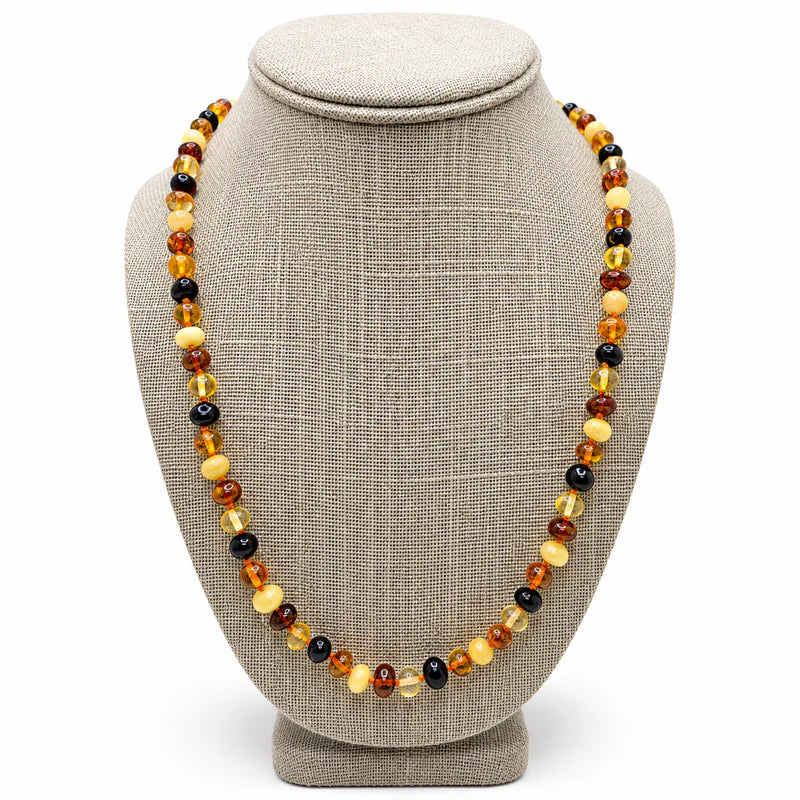 Genuine Baltic Amber Multicolor Bead Necklace Handmade Baltic Amber Necklace Lightweight Everyday Amber Jewelry Gift for Her