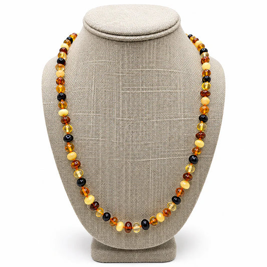 Genuine Baltic Amber Multicolor Bead Necklace Handmade Baltic Amber Necklace Lightweight Everyday Amber Jewelry Gift for Her