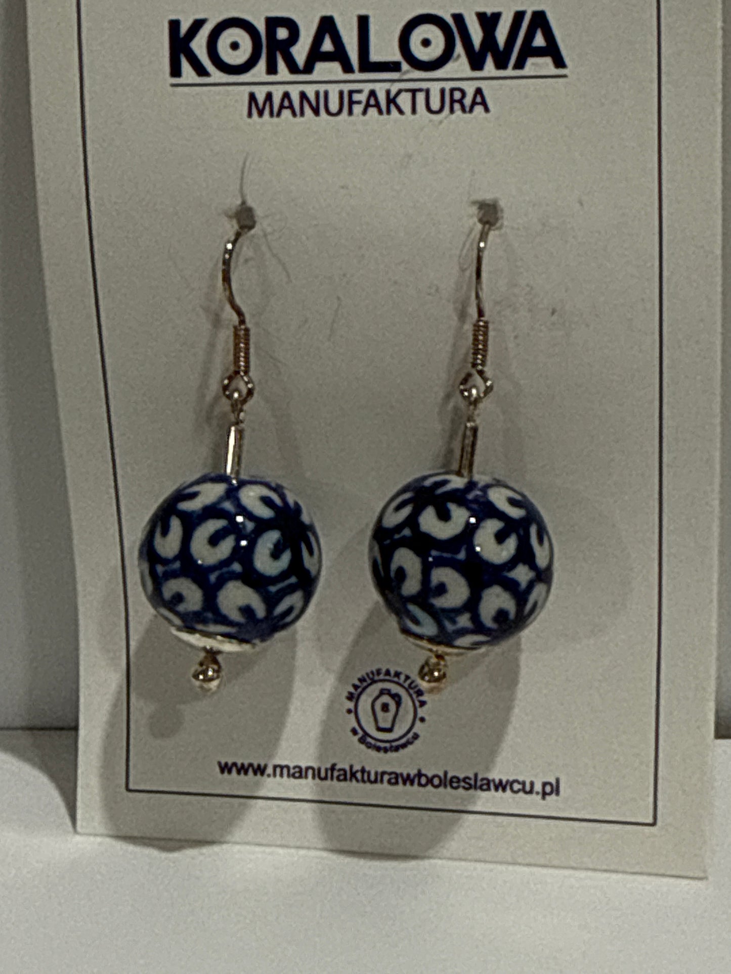 Blue Floral Polish Pottery Earrings