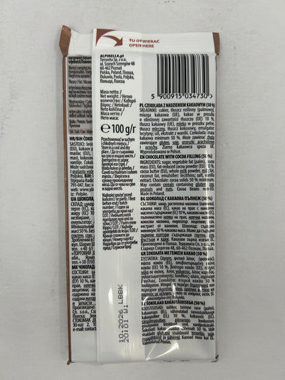 Dark Chocolate with Cocoa Filling Bar by Alpinella
