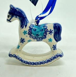 Rocking Horse Ornament - Blue Saddle