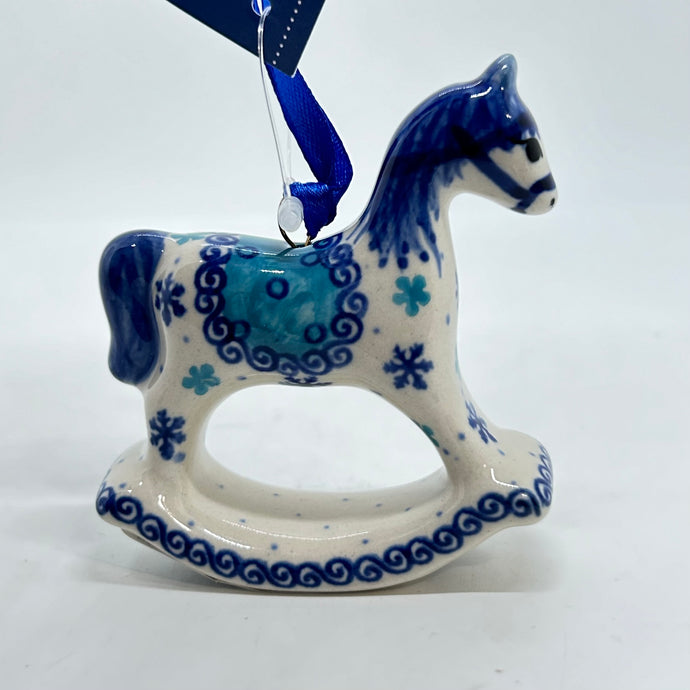 Rocking Horse Ornament - Blue Saddle