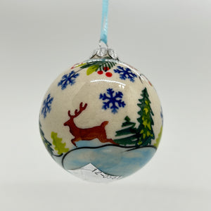 2.5" Kalich Round Ornament - Reindeer Scene