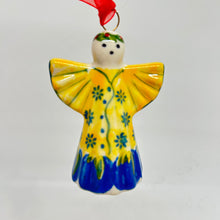 Load image into Gallery viewer, Christmas Market Angel - Yellow/Blue Snowflake