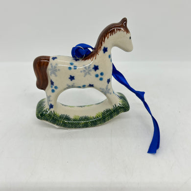 Rocking Horse Ornament - Gray Snowflakes