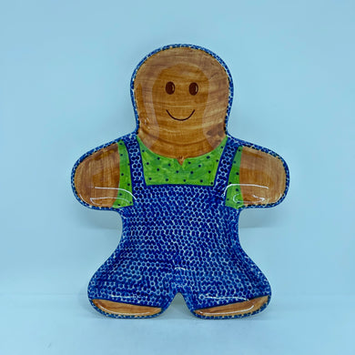 Gingerbread Platter - Green Shirt Dot