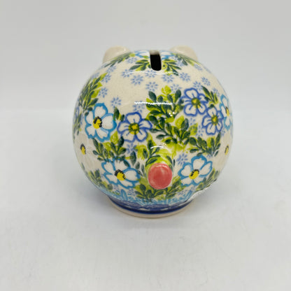 Piggy Bank - Blue Open Flowers